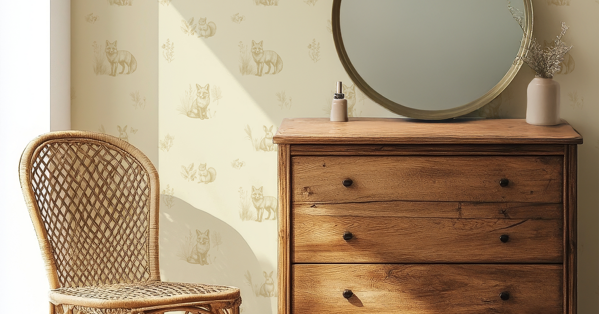 Bertha | Papier peint vintage animaux de la forêt par Claret & Key