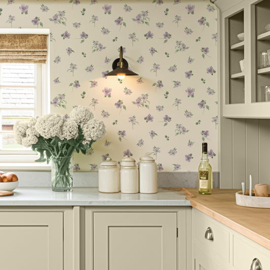 Purple Floral Wallpaper by Claret & Key
