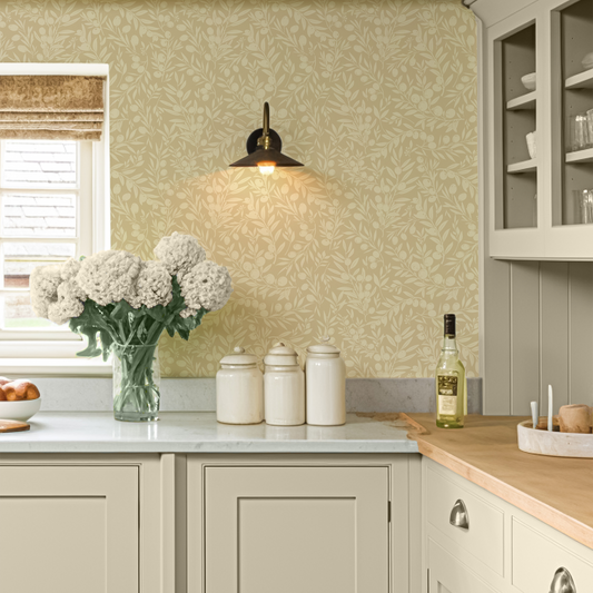 Cream Olive Branch Wallpaper by Claret & Key