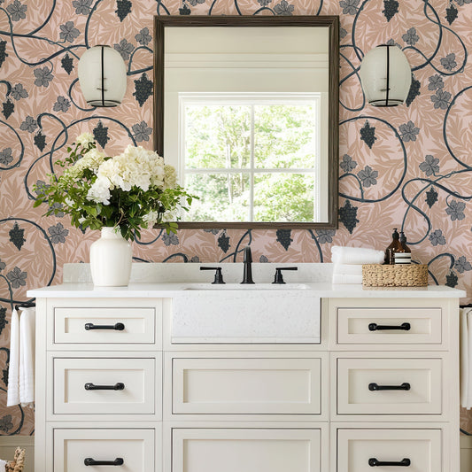 Pink & Blue Grape Vine Wallpaper by Claret & Key