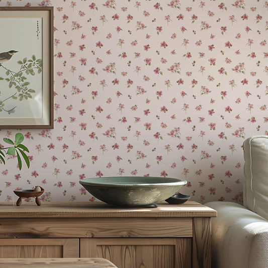 Pink Floral Pattern Wallpaper by Claret & Key
